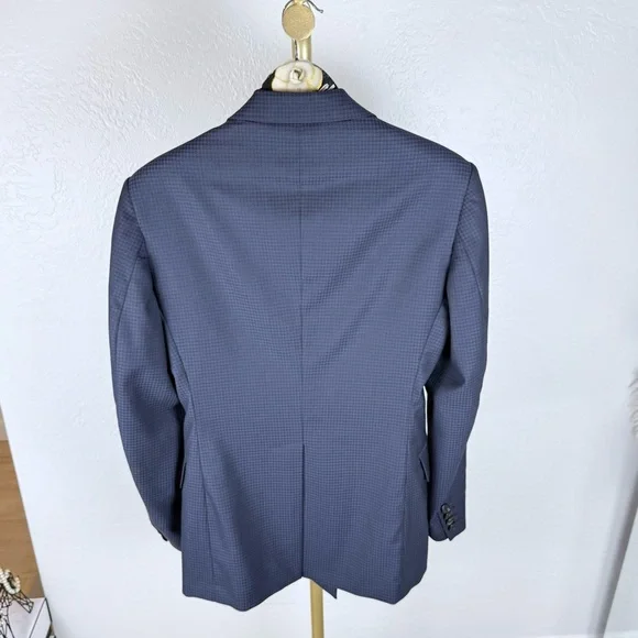 Matthew Adams Dolan Virgin Wool Gingham Blazer/Navy/Black/Small - Picture 3 of 16